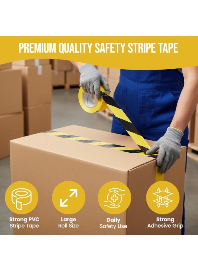 LYNLYN 4 Rolls Hazard Tape, Safety Warning Stripe Tape for Floor Marking, Waterproof, Tear-Resistant, Heavy Duty Adhesive for Stairs, Floors, Pipes, and Hazardous Areas (48mm x 18m) - Image 2